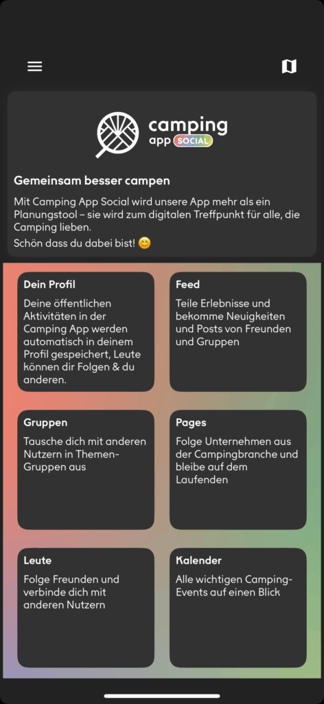 Camping App Social das Netzwerk für Camper