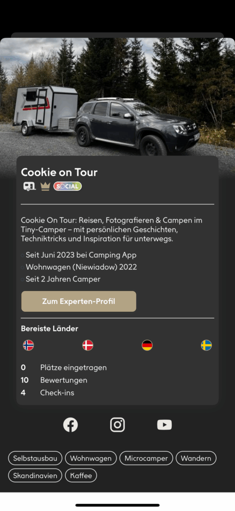 Erstelle ein eigenes Profil um dich mit anderen Campern zu vernetzen.