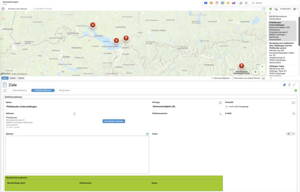 Tap Forms Pro - Kartenübersicht